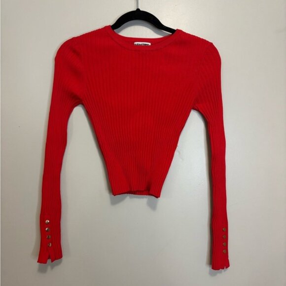 SOLID & STRIPED Vibrant Red Ribbed Top - Picture 1 of 4